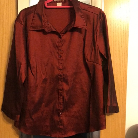 NWB Casuals XL red shimmery blouse - Picture 1 of 8